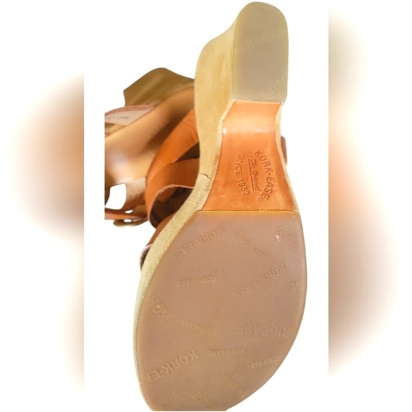 Kork-Ease Ava Tan Buckle Stacked Heels Saddle Leather Platform Sandals 9/40.5 - Picture 7 of 12
